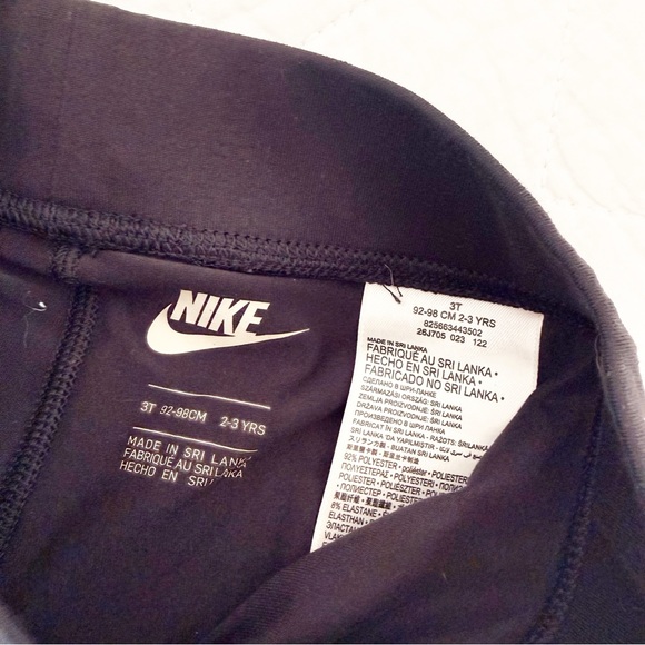 3T Nike Kids Black Leggings White Swoosh - Picture 2 of 3